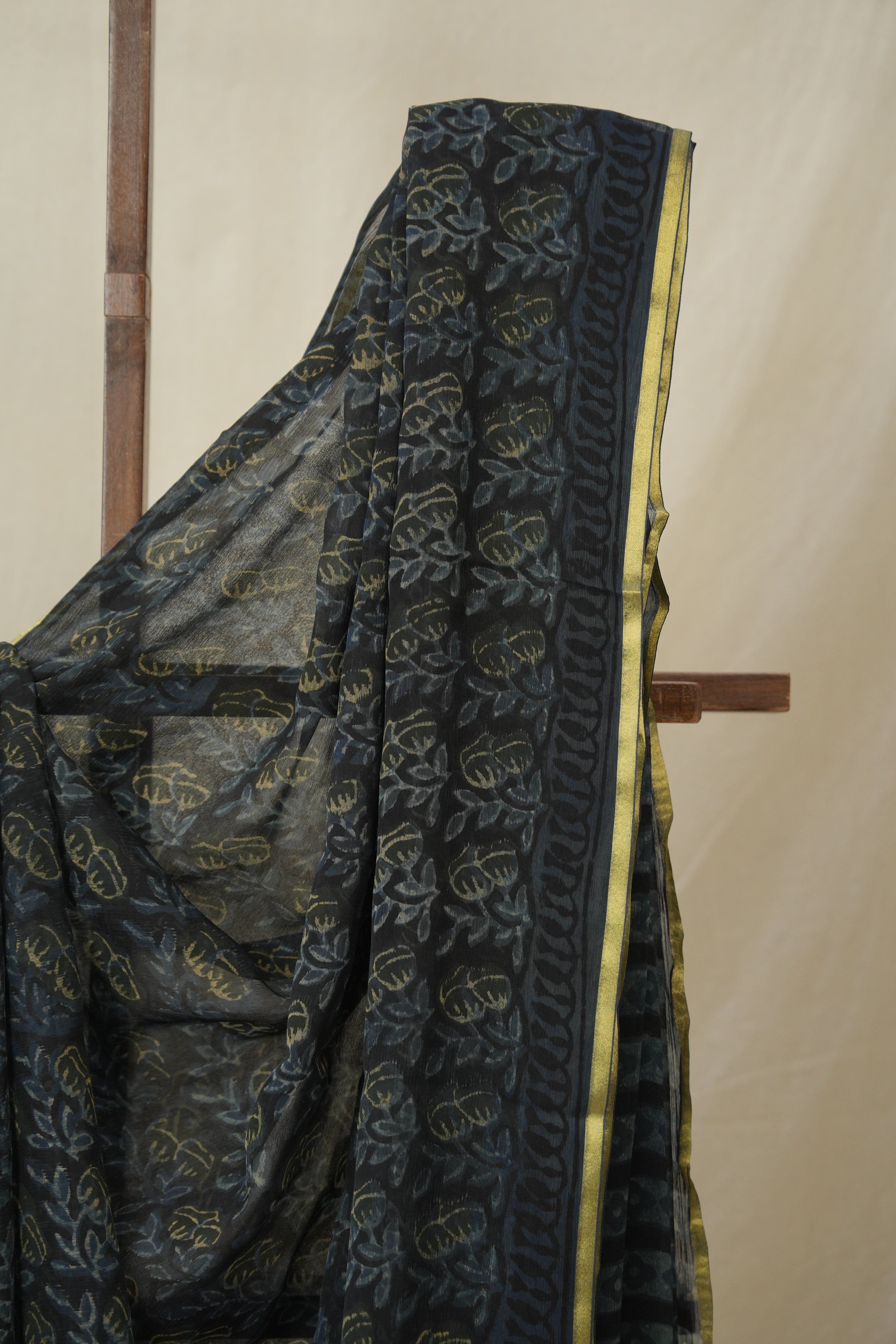 Black Blue HBP Chiffon Saree - SRBBHCS40