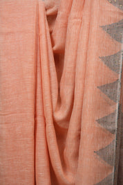 Peach Sequins Linen Saree With Green Tassels - SRPSLS511