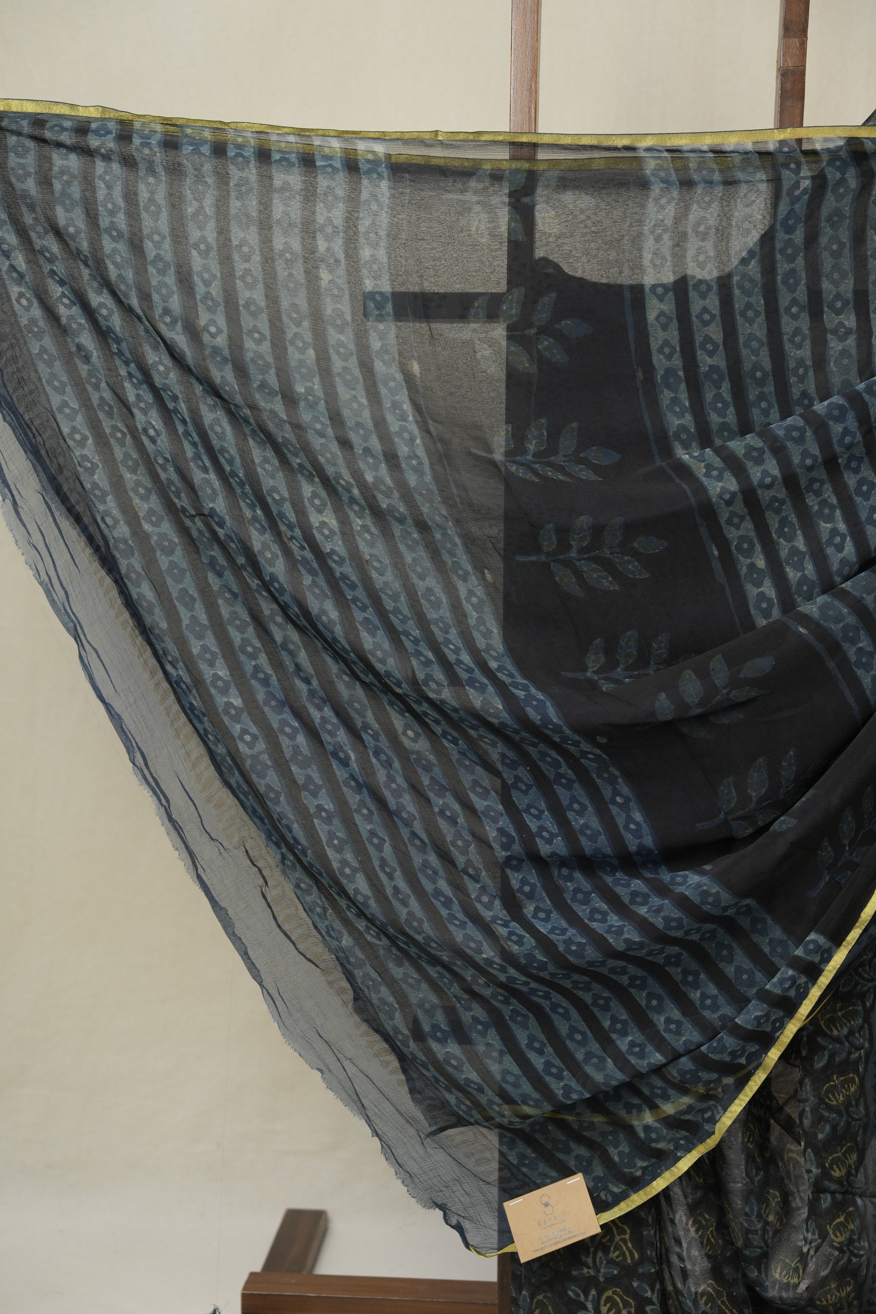 Black Blue HBP Chiffon Saree - SRBBHCS40