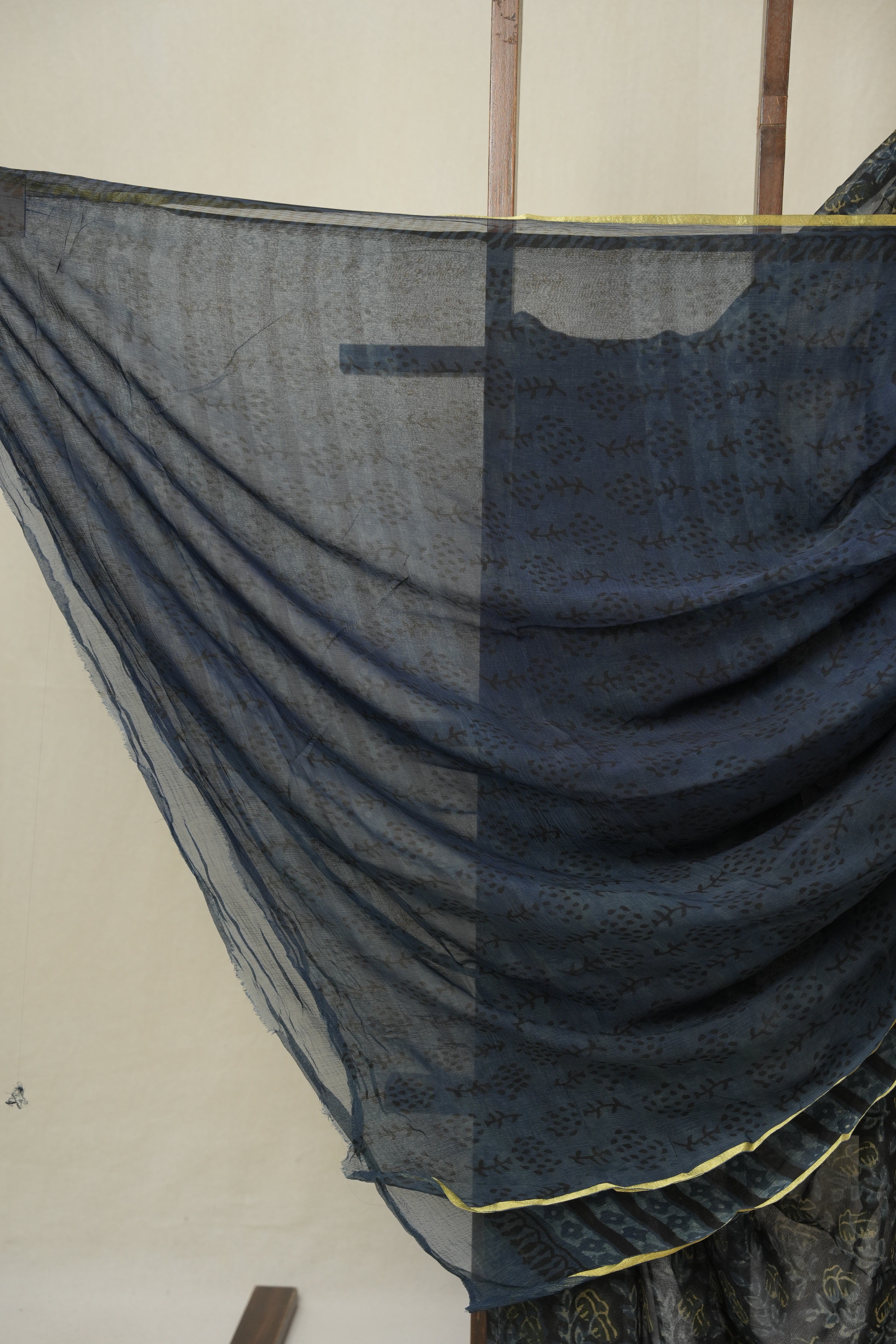 Black Blue HBP Chiffon Saree - SRBBHCS40