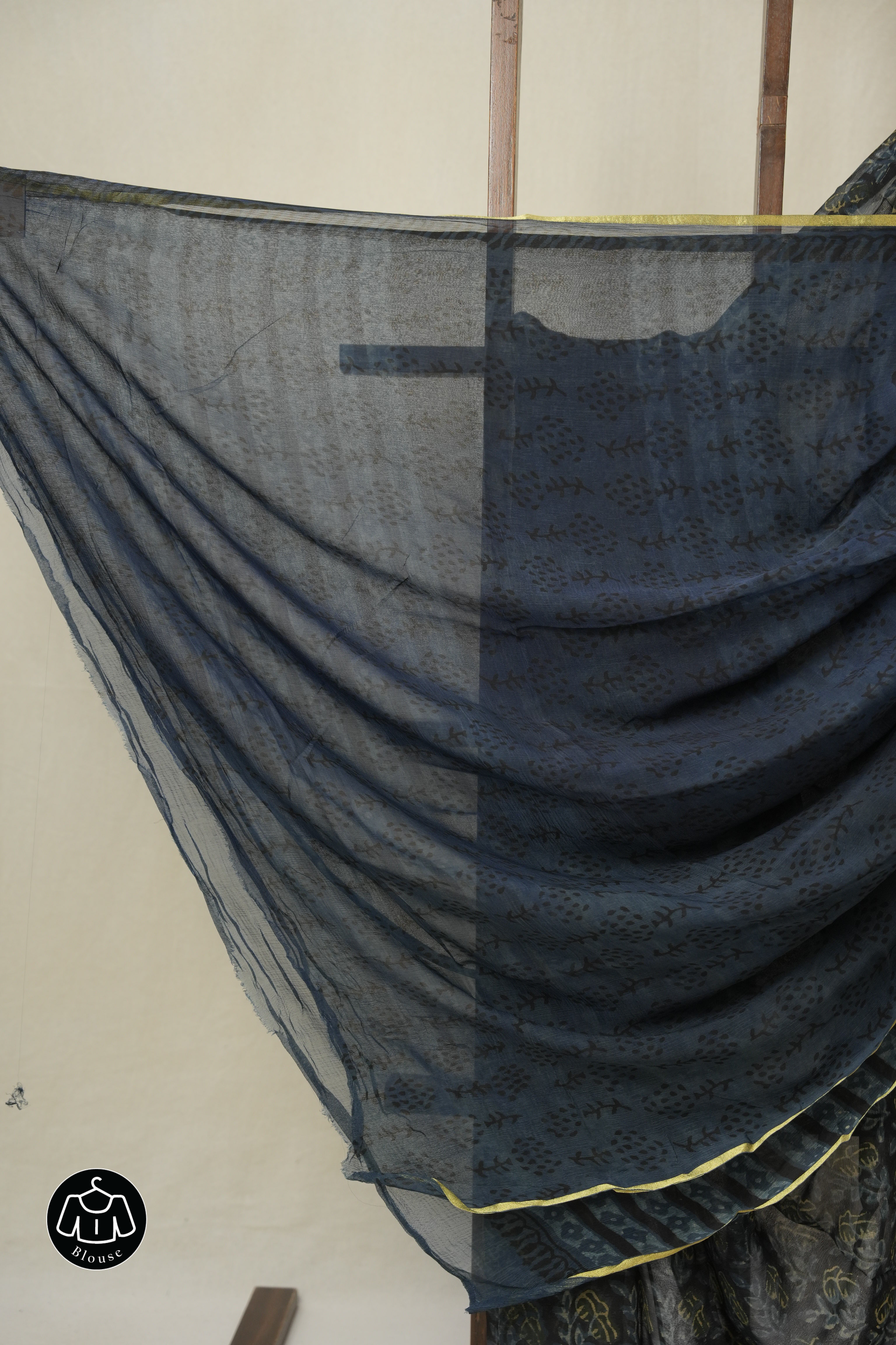 Black Blue HBP Chiffon Saree - SRBBHCS40