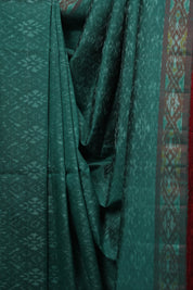 Green Raw Silk Ikat Saree - SRGRSIS1049