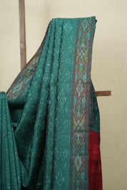 Green Raw Silk Ikat Saree - SRGRSIS1049