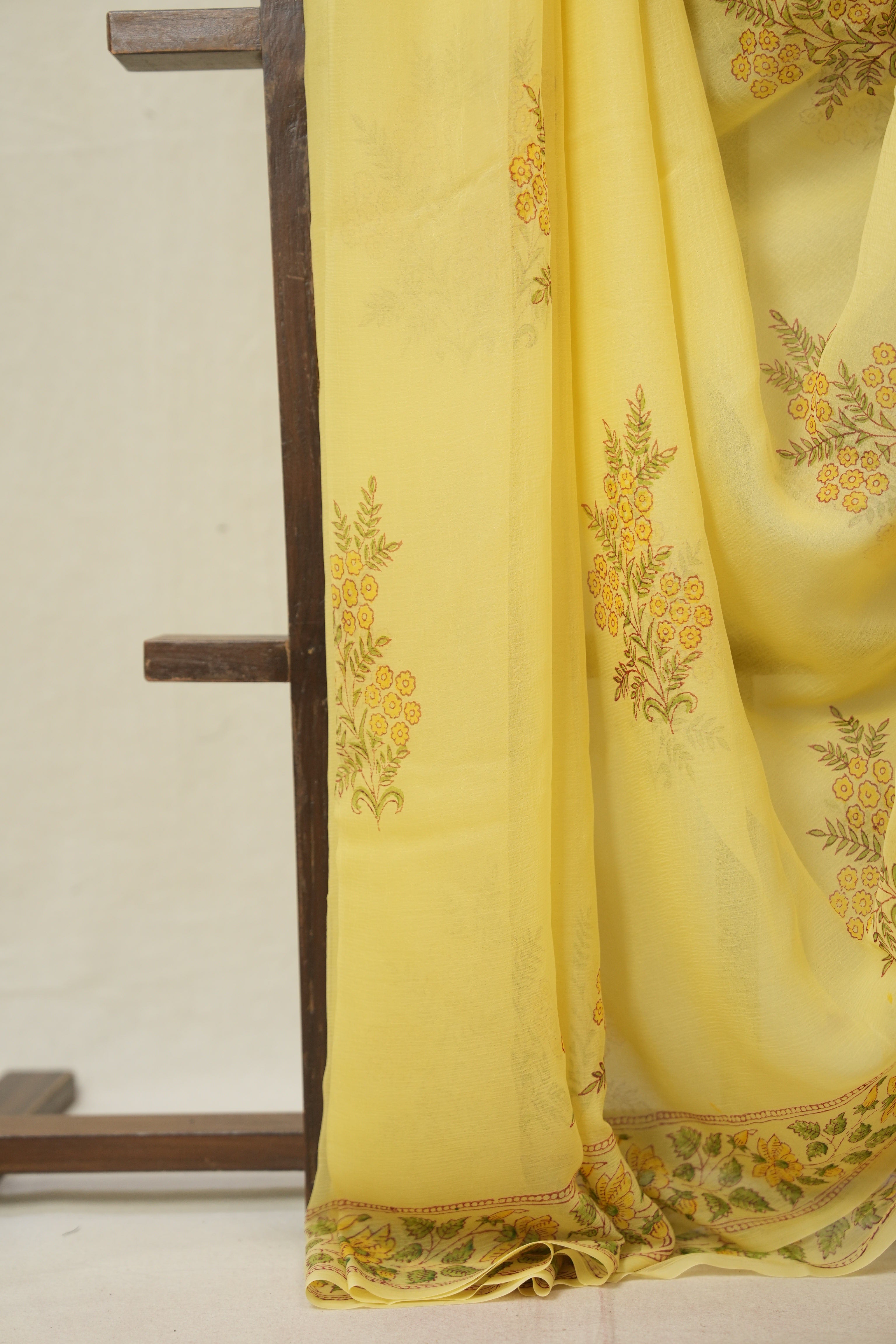 Yellow HBP Chiffon Saree - SRYHCS41