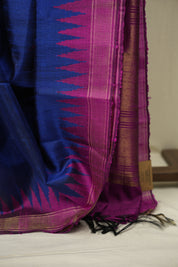 Navy Blue Raw Silk Saree - SRNBRSS1114