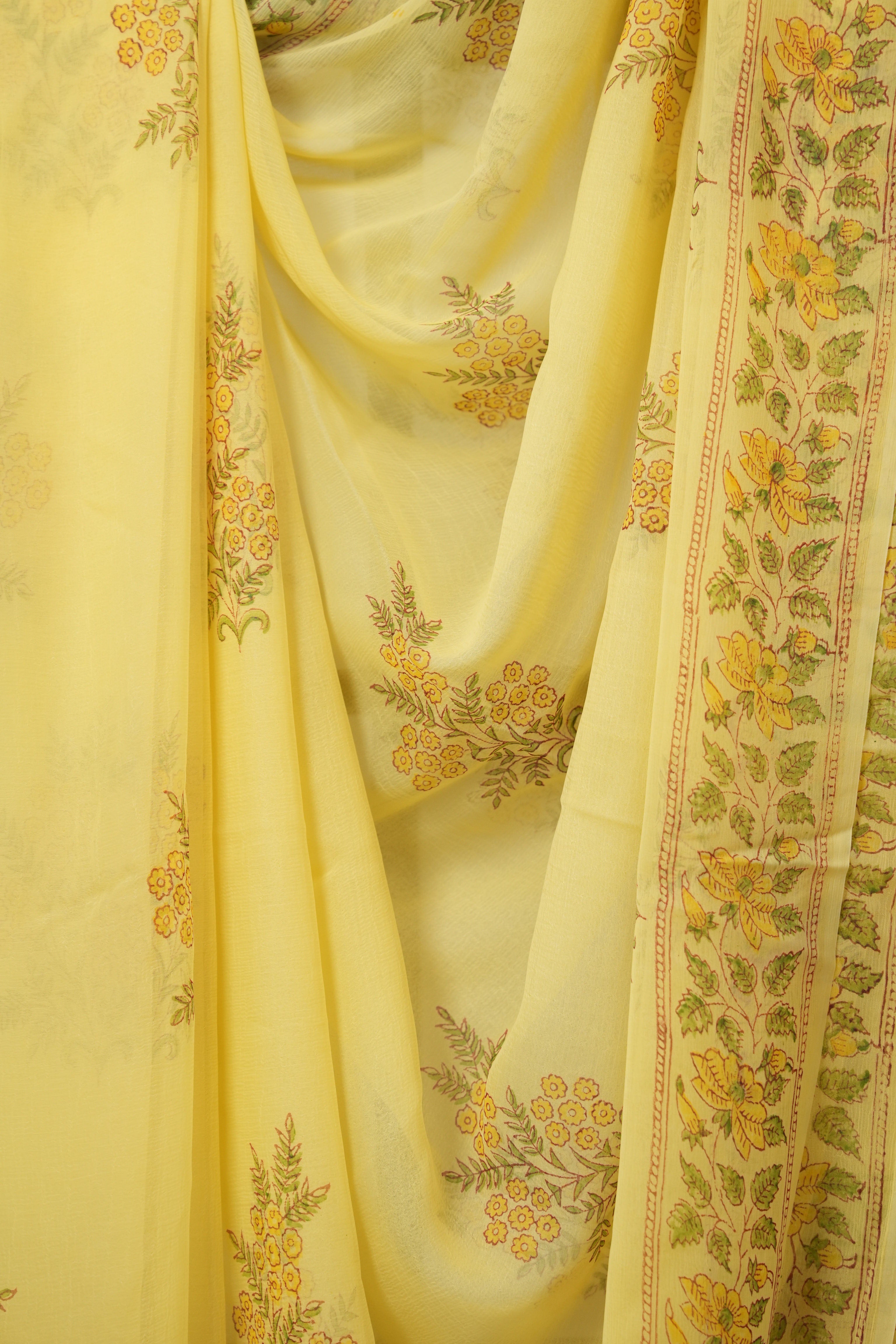 Yellow HBP Chiffon Saree - SRYHCS41
