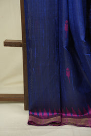 Navy Blue Raw Silk Saree - SRNBRSS1114