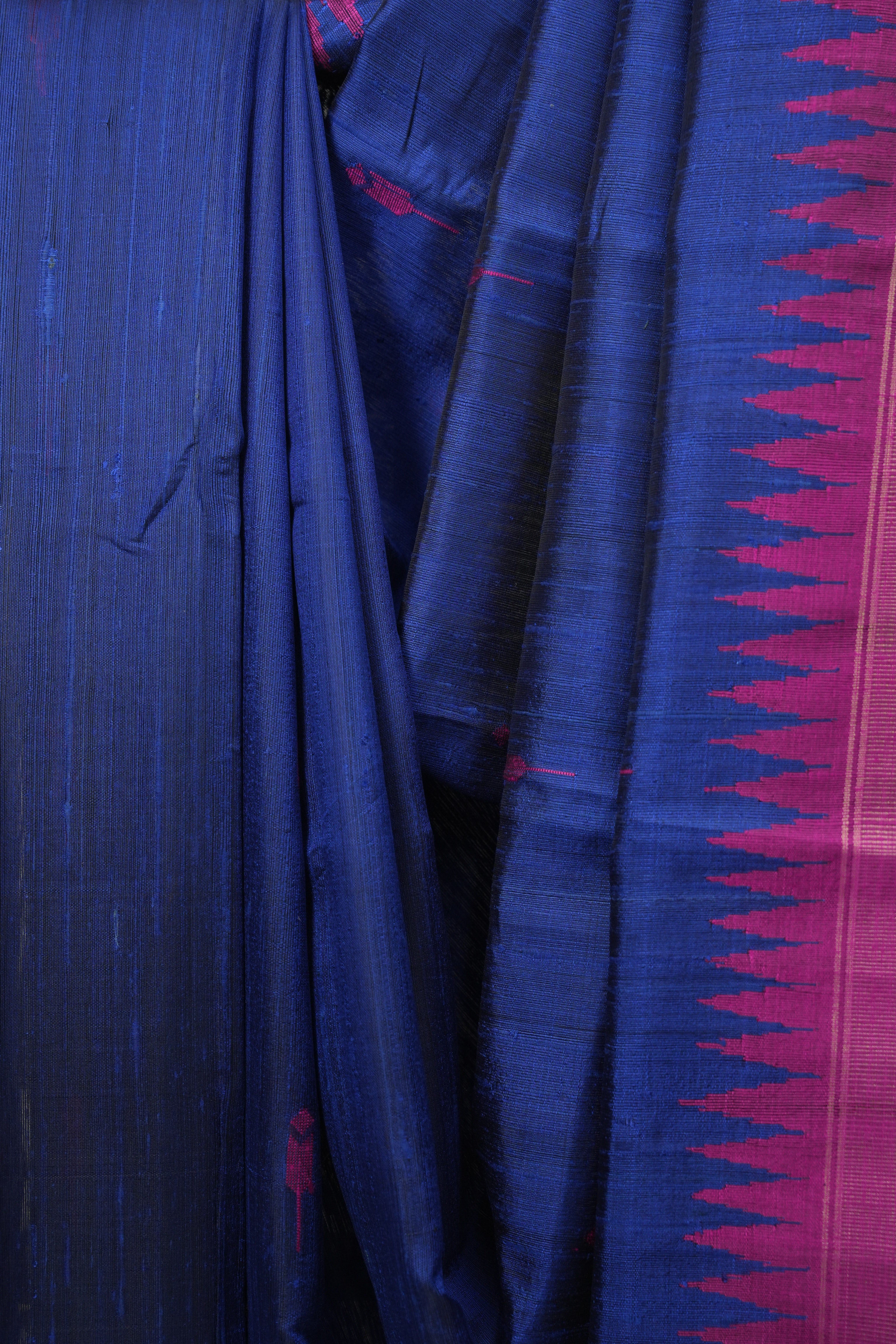 Navy Blue Raw Silk Saree - SRNBRSS1114