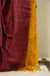 Maroon Raw Silk Ikat Saree - SRMRSIS1050