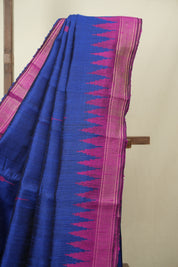 Navy Blue Raw Silk Saree - SRNBRSS1114