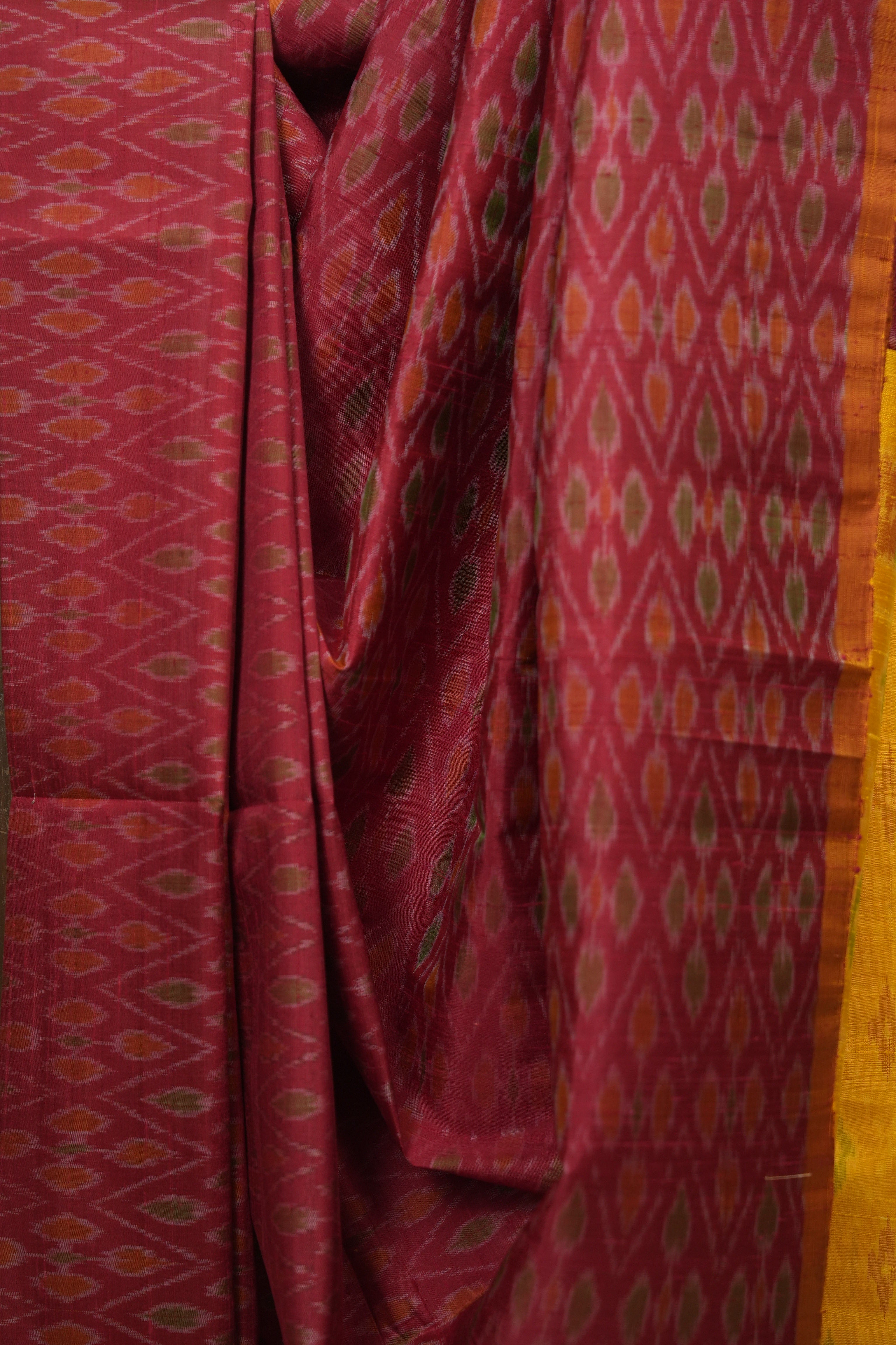 Maroon Raw Silk Ikat Saree - SRMRSIS1050