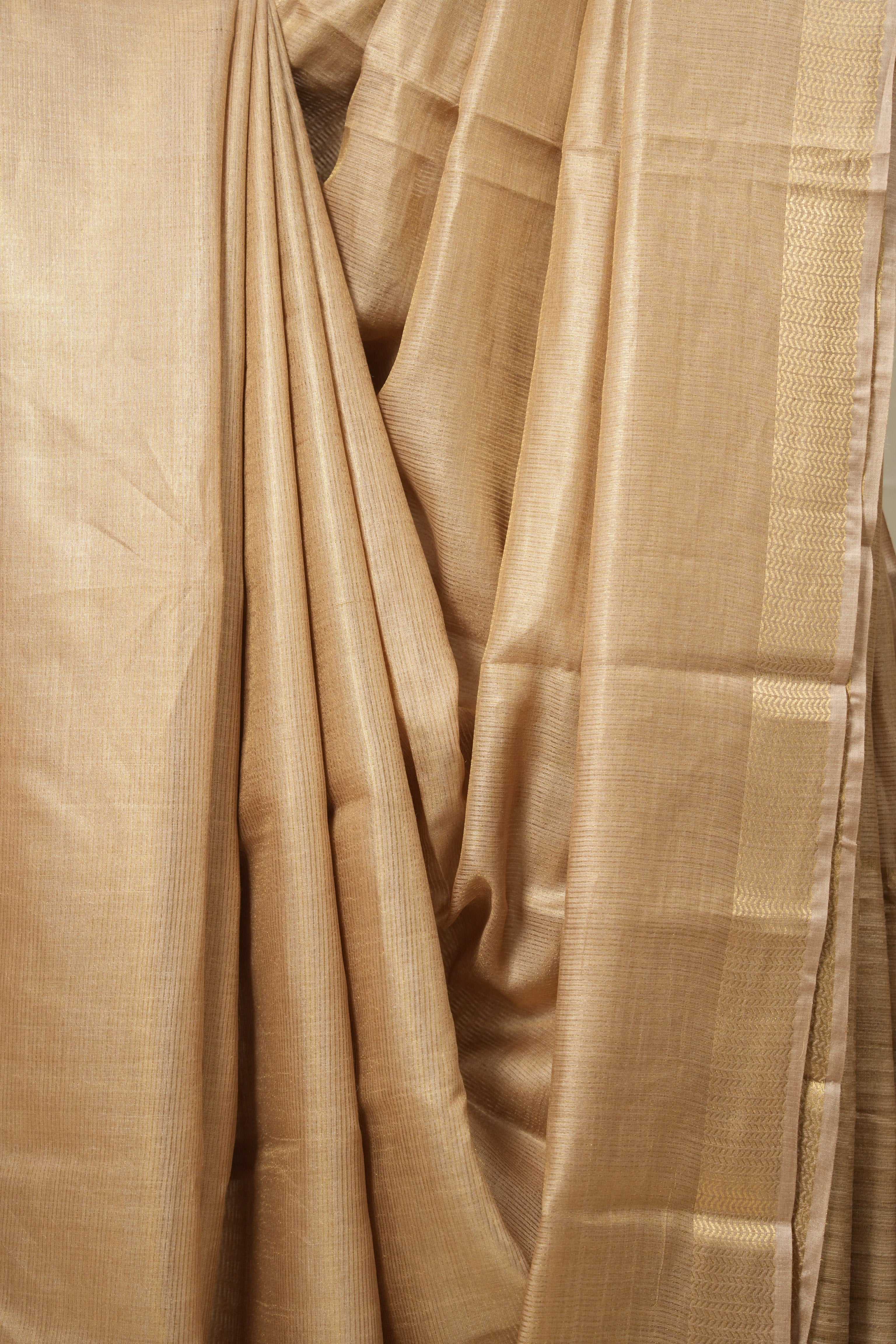 Light Peach Tussar Silk Saree - SRLPTSS1702