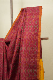 Maroon Raw Silk Ikat Saree - SRMRSIS1050