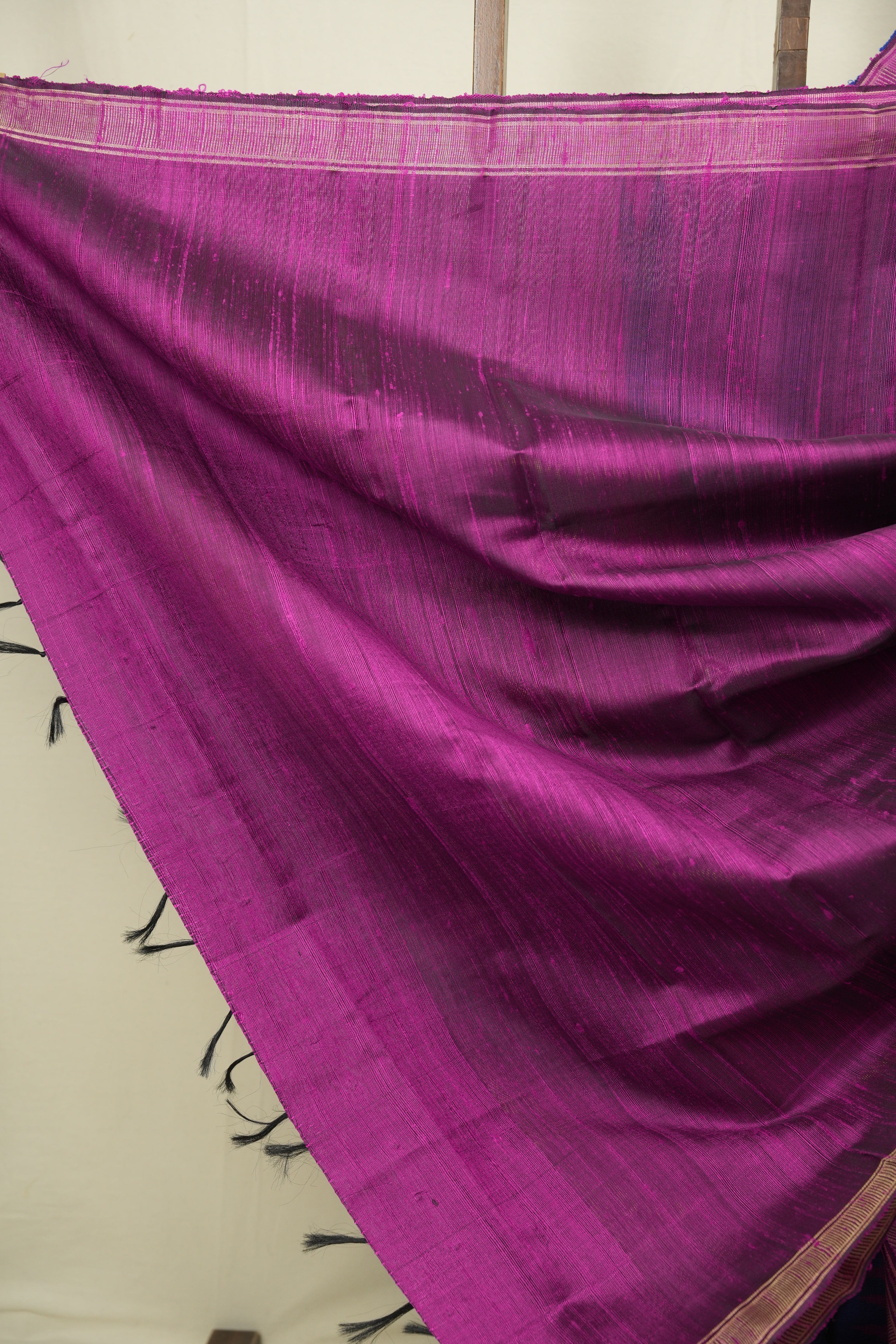 Navy Blue Raw Silk Saree - SRNBRSS1114