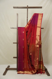 Maroon Orange Maheshwari Saree - SRMOMS1019