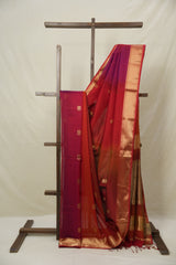Maroon Orange Maheshwari Saree - SRMOMS1019