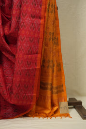 Maroon Raw Silk Ikat Saree - SRMRSIS1050