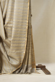 Grey Tussar Silk Saree - SRGTSS1682