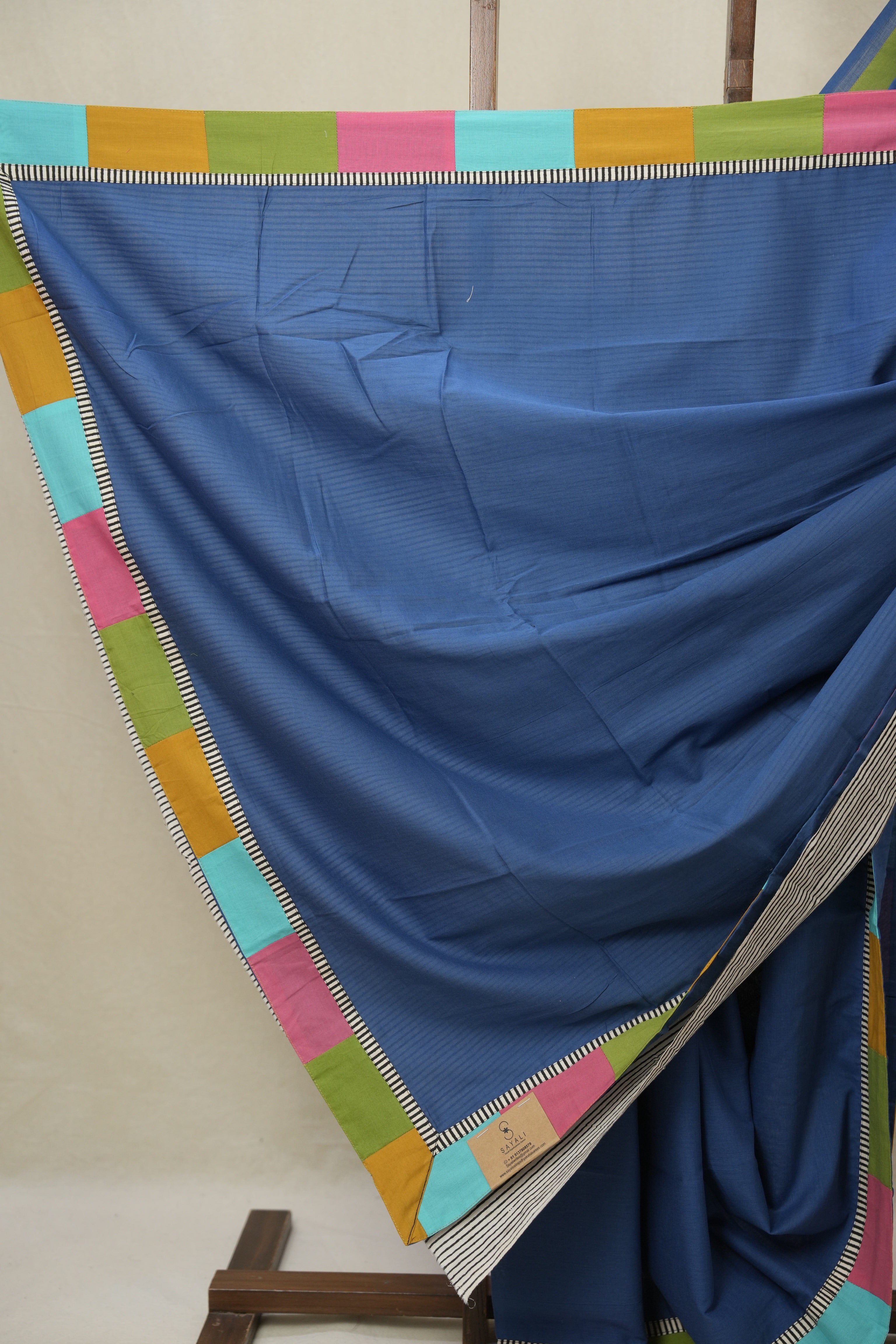 Blue Cotton Patchwork Saree - SRBCPS310