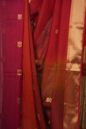 Maroon Orange Maheshwari Saree - SRMOMS1019