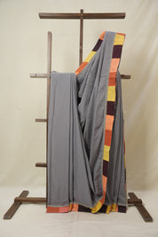 Grey Cotton Patchwork Saree - SRGCPS308