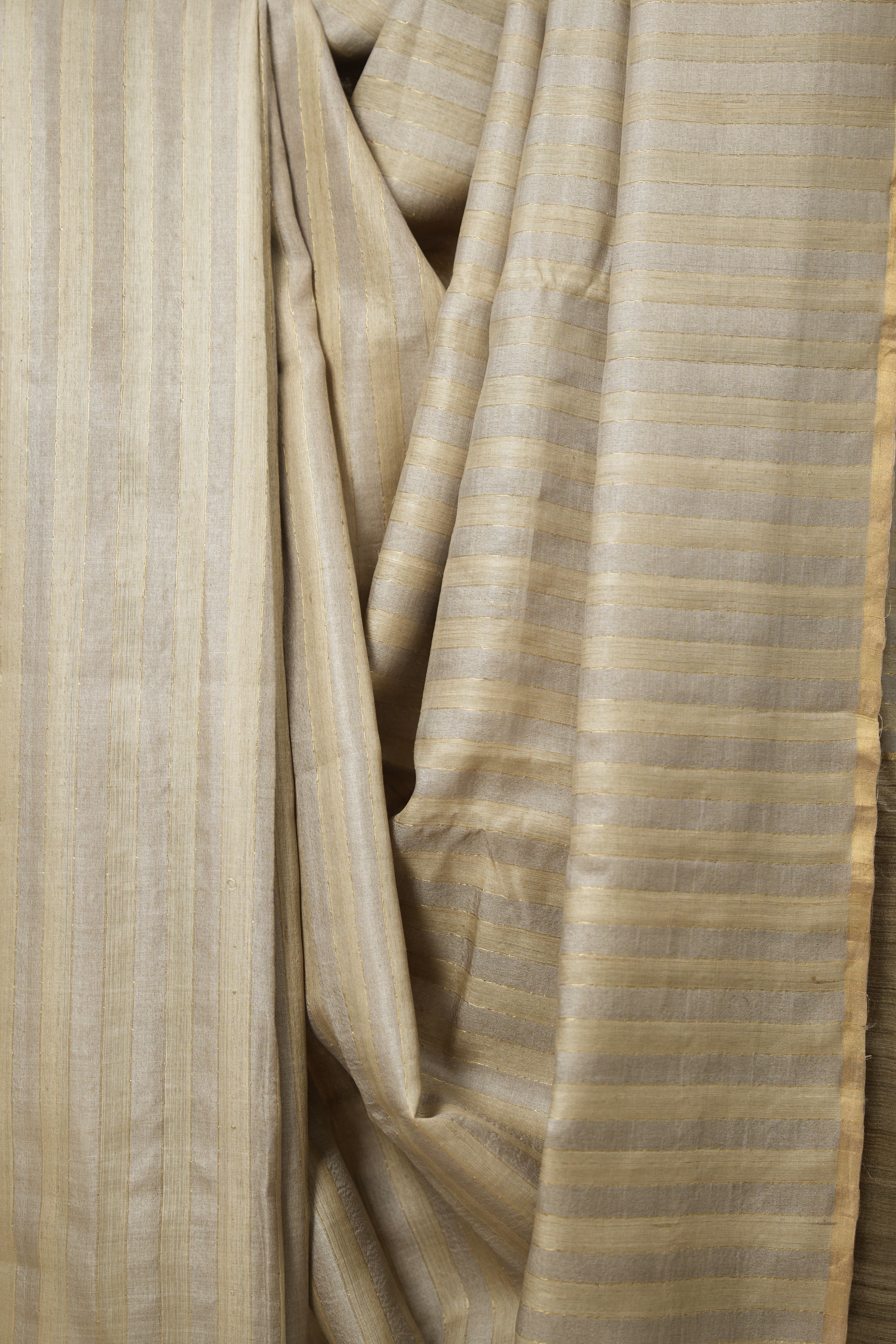 Grey Tussar Silk Saree - SRGTSS1682