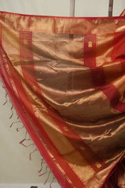 Maroon Orange Maheshwari Saree - SRMOMS1019