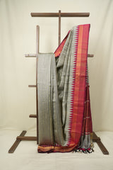 Grey Raw Silk Saree - SRGRSS1116