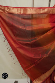Maroon Orange Maheshwari Saree - SRMOMS1019