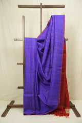 Royal Blue Raw Silk Ikat Saree - SRRBRSIS1052