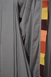 Grey Cotton Patchwork Saree - SRGCPS308