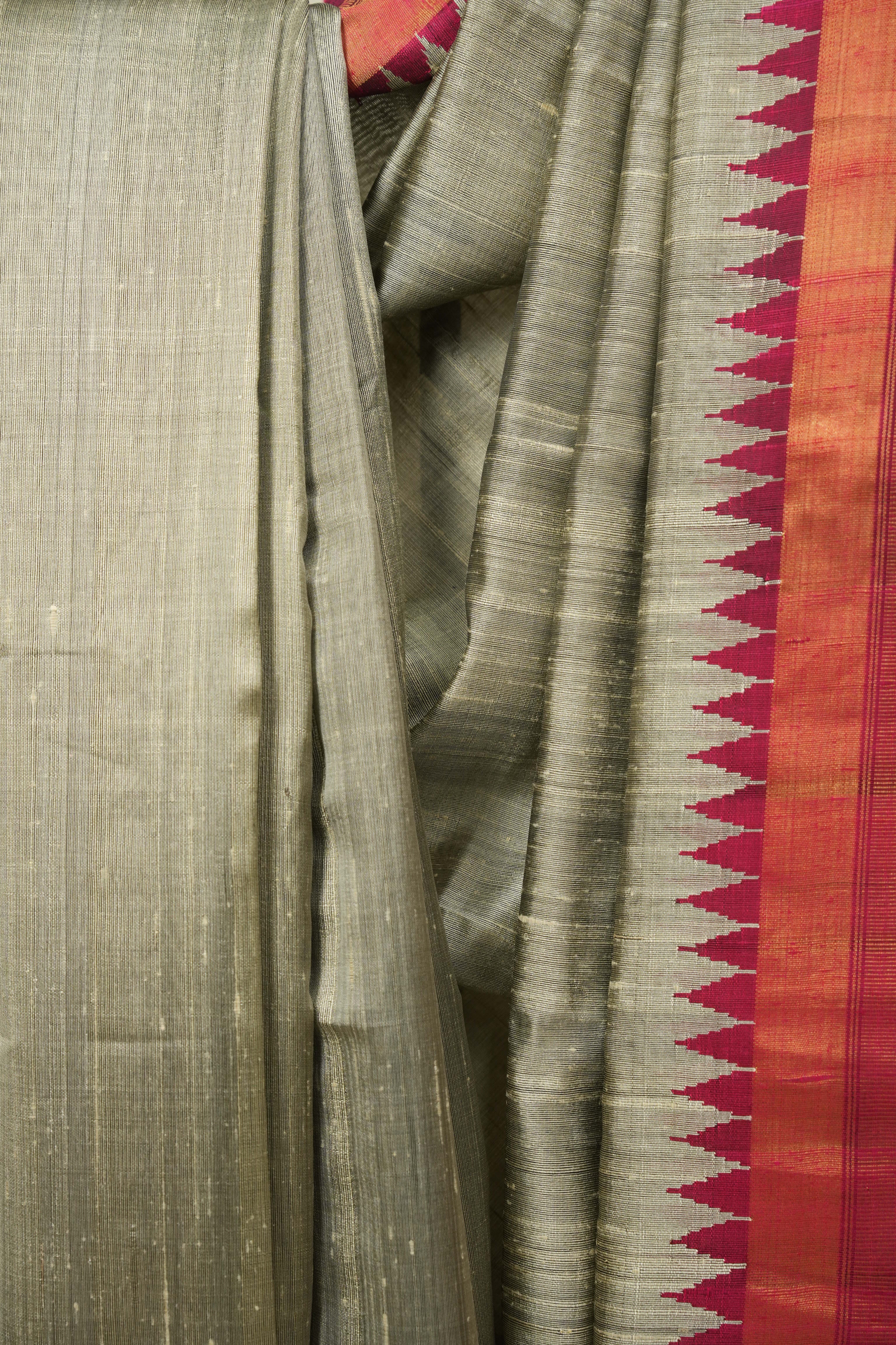 Grey Raw Silk Saree - SRGRSS1116