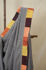 Grey Cotton Patchwork Saree - SRGCPS308