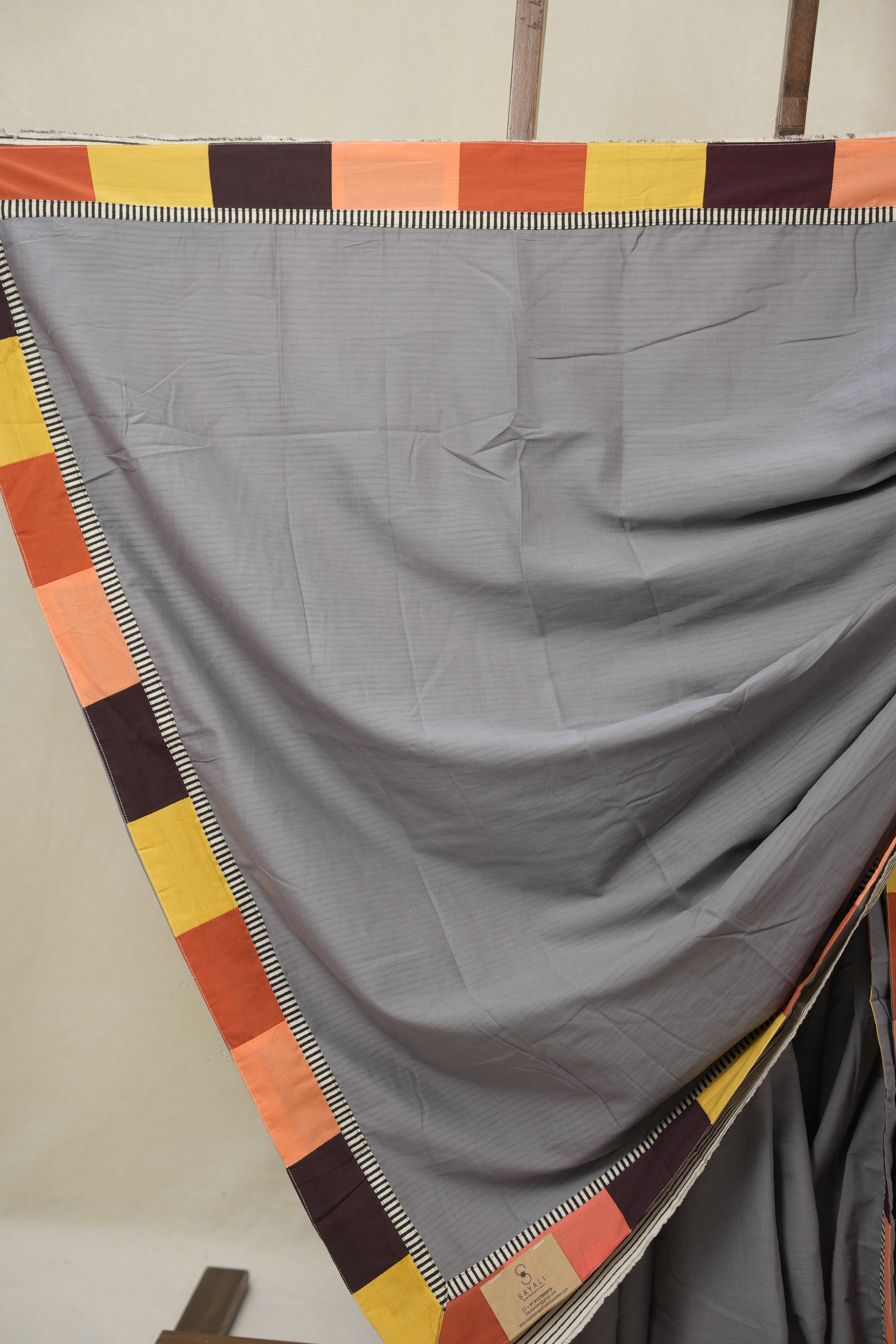 Grey Cotton Patchwork Saree - SRGCPS308