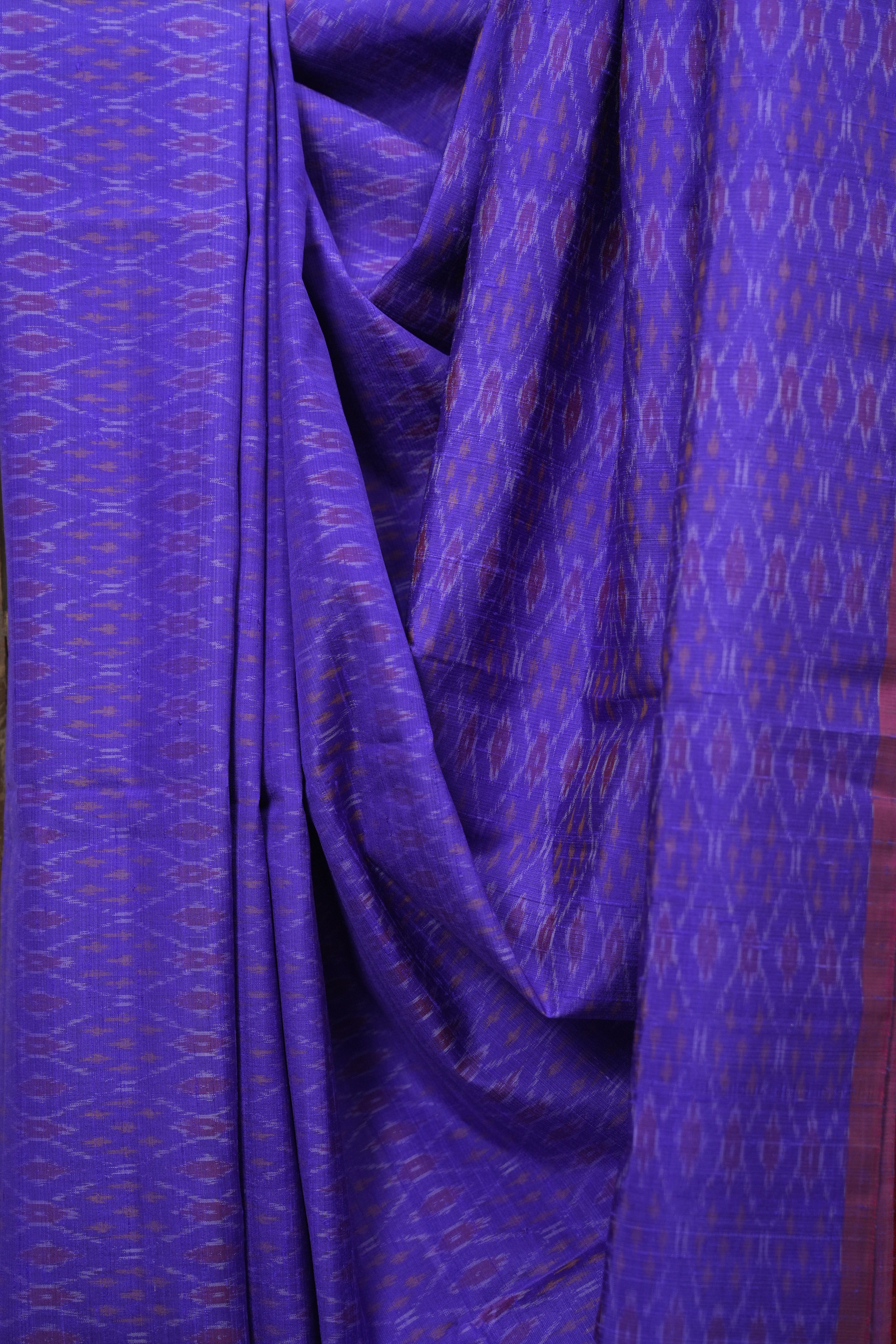 Royal Blue Raw Silk Ikat Saree - SRRBRSIS1052