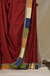 Red Cotton Patchwork Saree - SRRCPS307