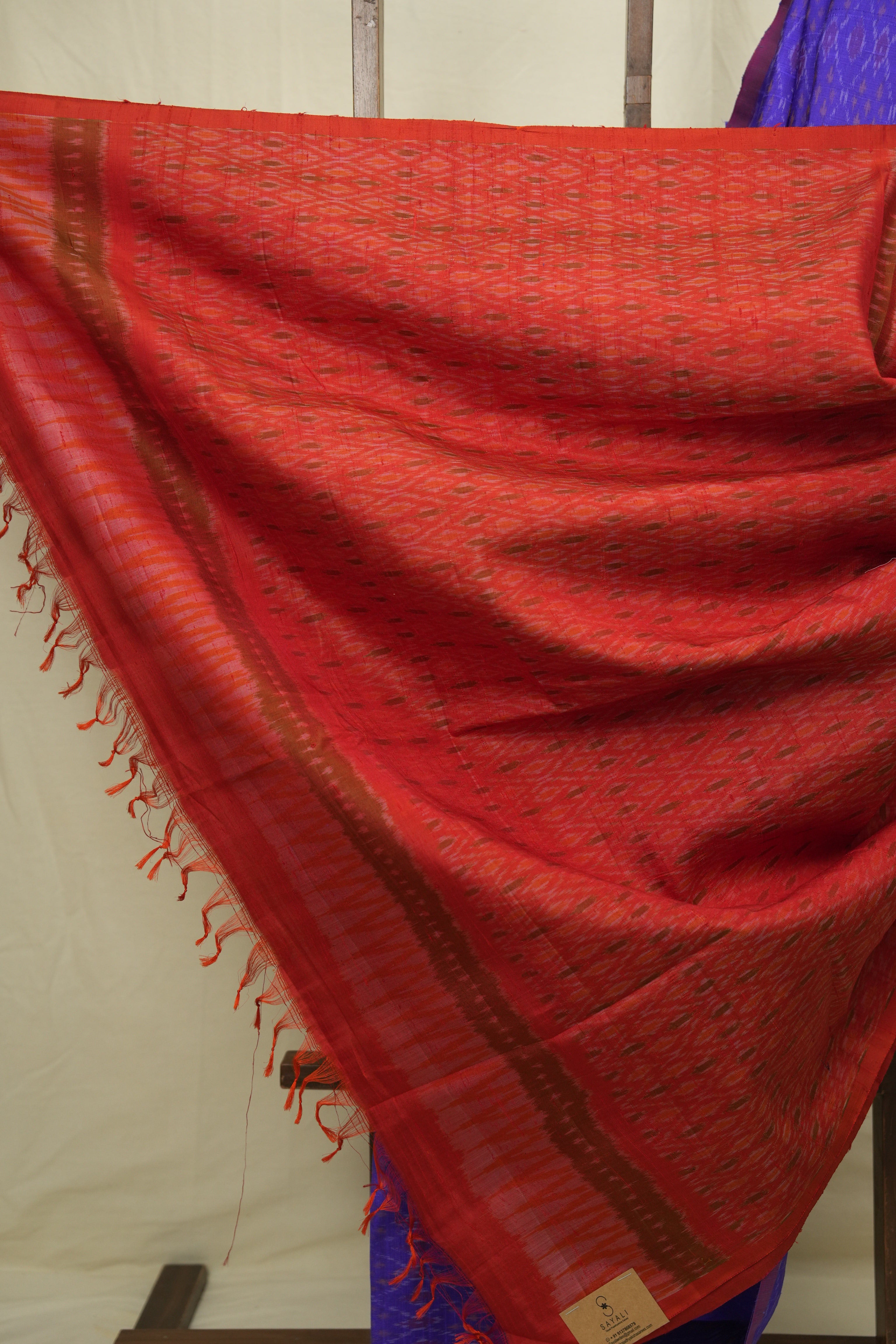 Royal Blue Raw Silk Ikat Saree - SRRBRSIS1052