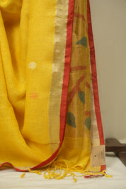 Yellow Linen Jamdani Saree - SRYLJS528