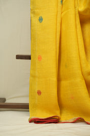 Yellow Linen Jamdani Saree - SRYLJS528