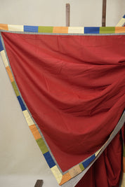 Red Cotton Patchwork Saree - SRRCPS307