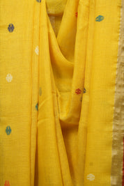 Yellow Linen Jamdani Saree - SRYLJS528