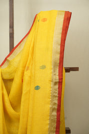 Yellow Linen Jamdani Saree - SRYLJS528