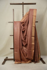 Peach Tussar Silk Saree - SRPTSS1697