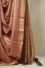 Peach Tussar Silk Saree - SRPTSS1697