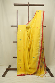 Lemon Yellow Linen Jamdani Saree - SRLYLJS526