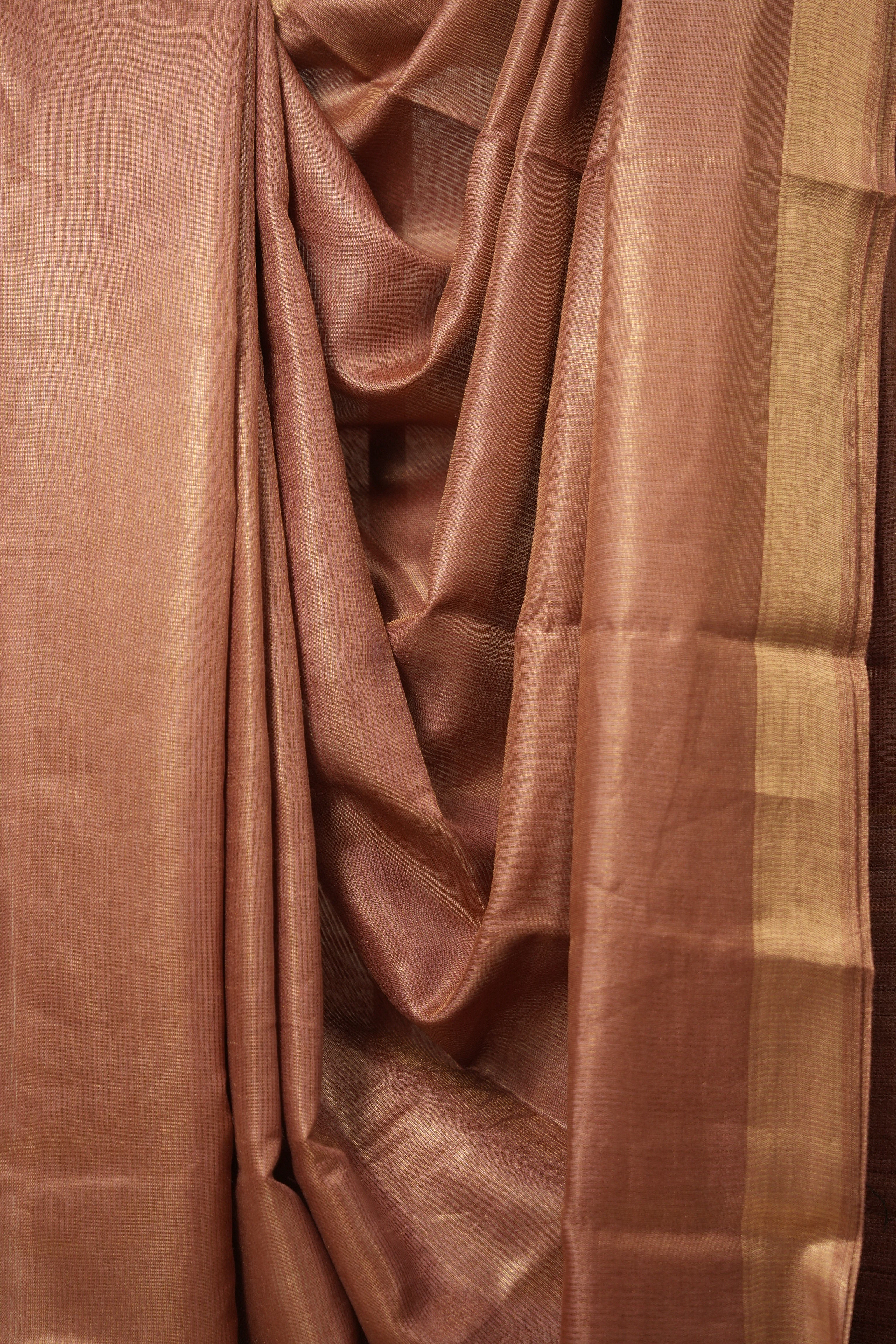 Peach Tussar Silk Saree - SRPTSS1697