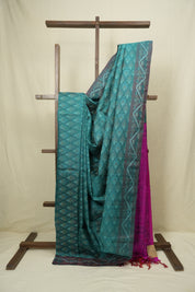 Aqua Blue Raw Silk Ikat Saree - SRABRSIS1054