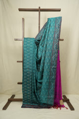 Aqua Blue Raw Silk Ikat Saree - SRABRSIS1054