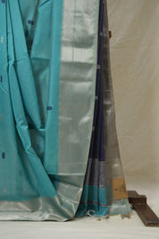 Aqua Blue Maheshwari Saree - SRABMS1056