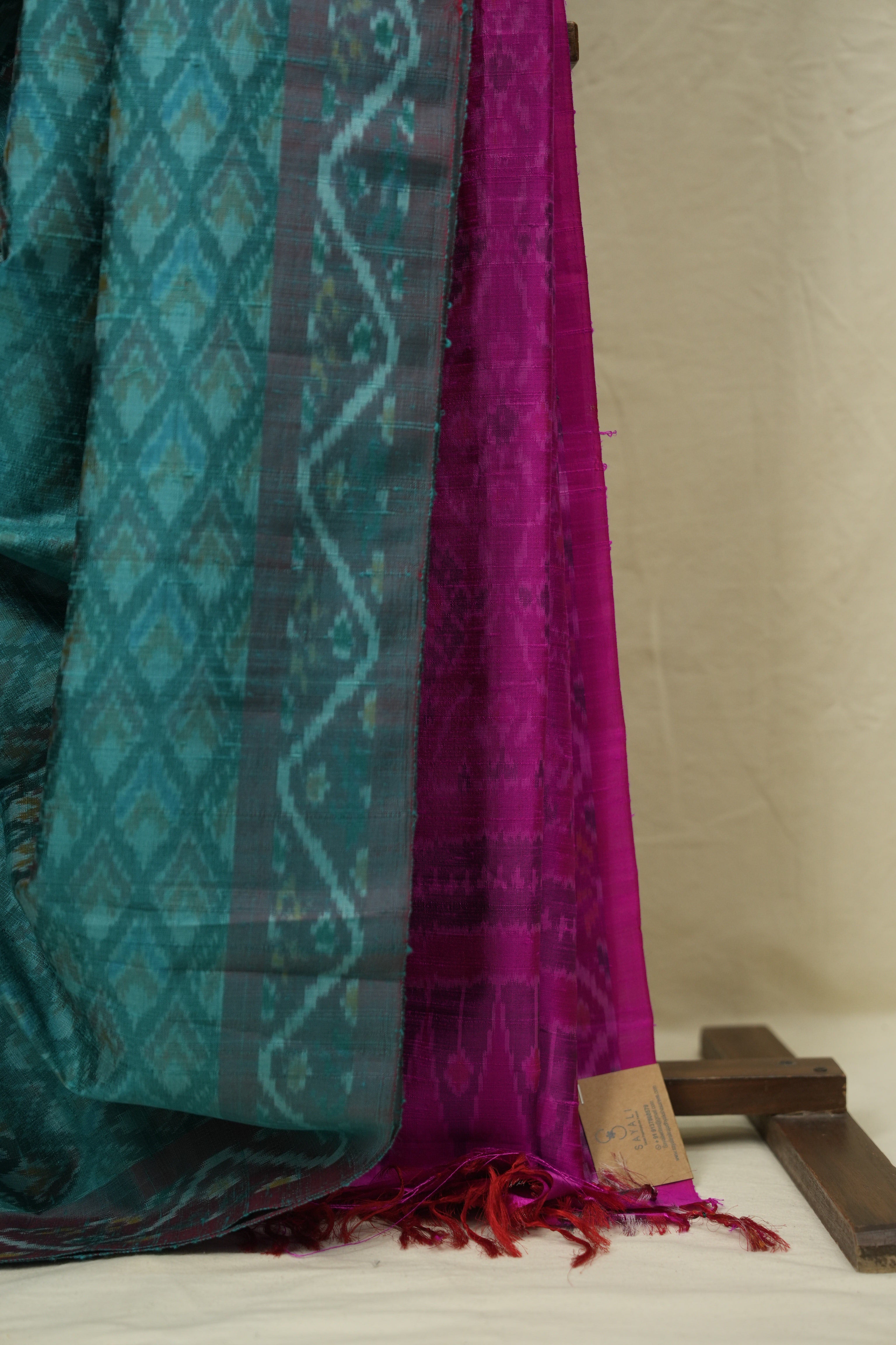 Aqua Blue Raw Silk Ikat Saree - SRABRSIS1054